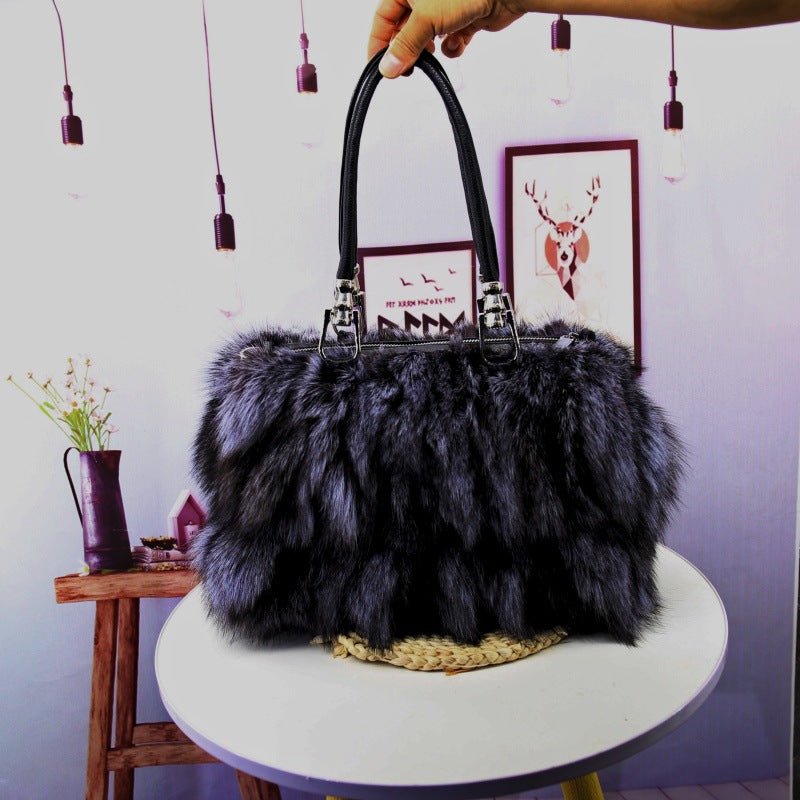 Sac bandoulière à épaule unique pour femme style coréen en fourrure de renard - IVOIRART.COM