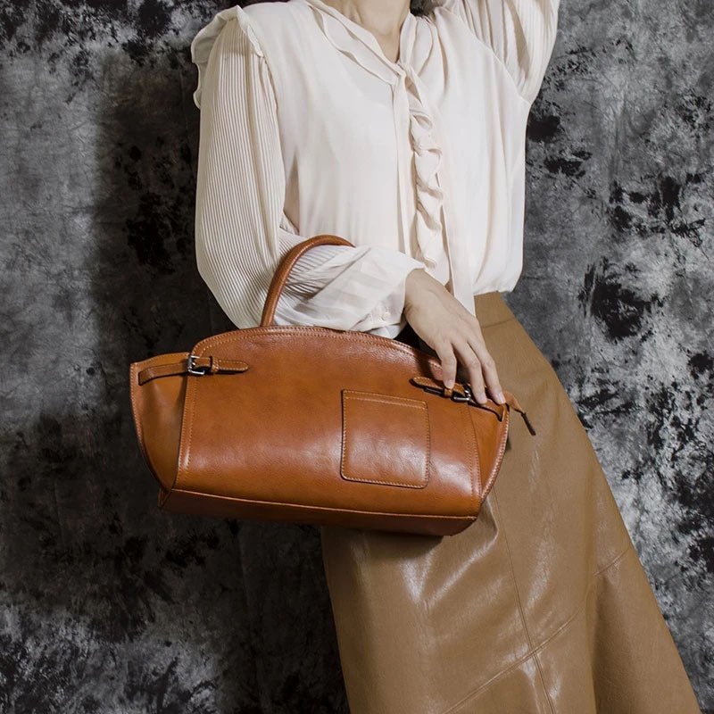 Sac bandoulière décontracté pour femme en cuir véritable avec fermeture éclair - IVOIRART.COM