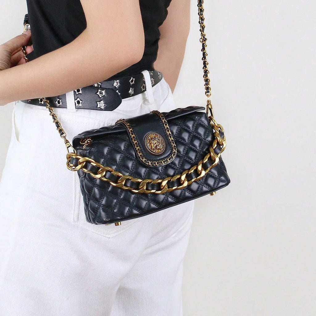 Sac bandoulière élégant matelassé en diamant uni haut de gamme, tendance et pratique - IVOIRART.COM