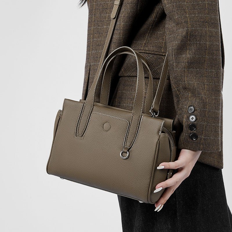 Sac bandoulière en cuir de vachette grande capacité, portable, forme carrée slim - IVOIRART.COM