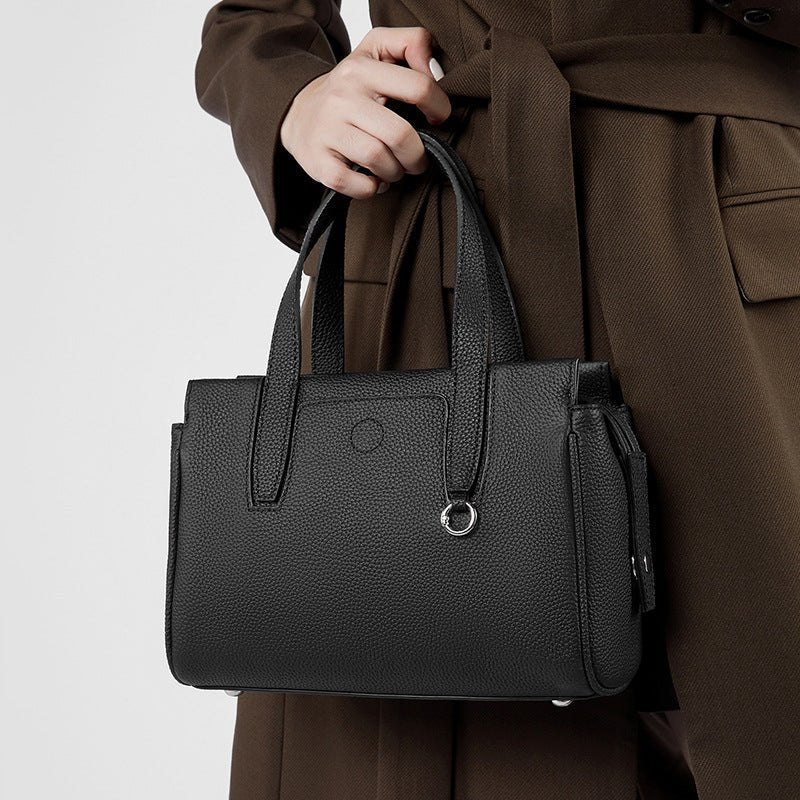 Sac bandoulière en cuir de vachette grande capacité, portable, forme carrée slim - IVOIRART.COM