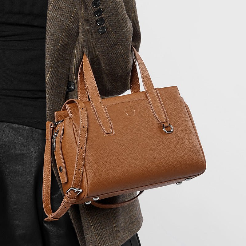 Sac bandoulière en cuir de vachette grande capacité, portable, forme carrée slim - IVOIRART.COM