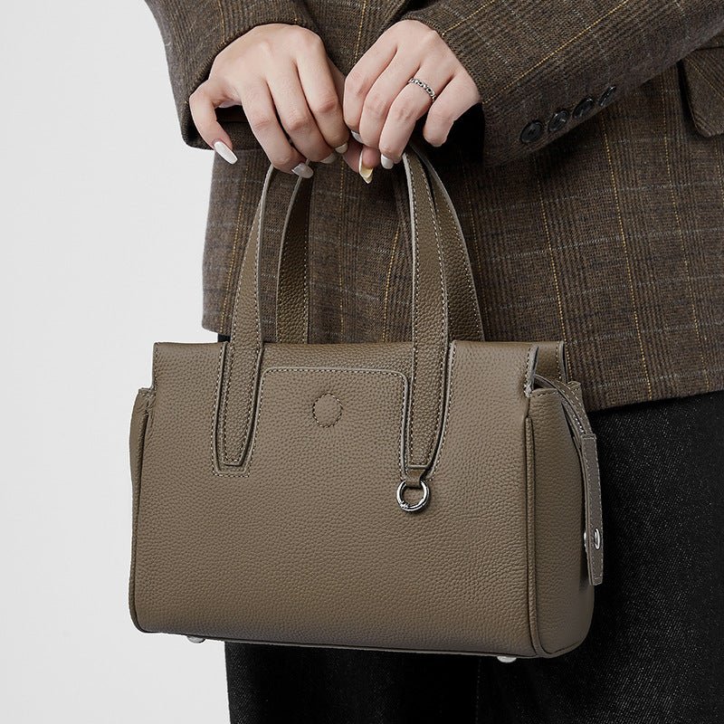 Sac bandoulière en cuir de vachette grande capacité, portable, forme carrée slim - IVOIRART.COM