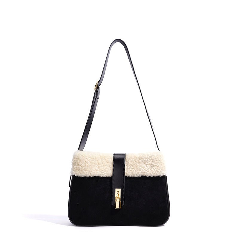 Sac bandoulière en cuir véritable design spécial automne et hiver en peluche - IVOIRART.COM