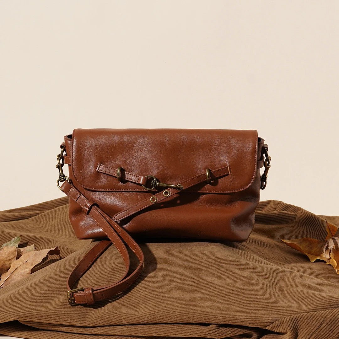 Sac bandoulière en cuir véritable uni grande capacité pour un usage quotidien - IVOIRART.COM