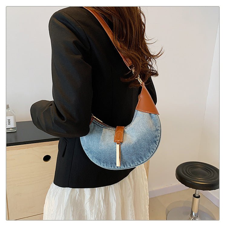 Sac bandoulière en denim rétro à contraste de couleur sélénodonte crossbody chic - IVOIRART.COM