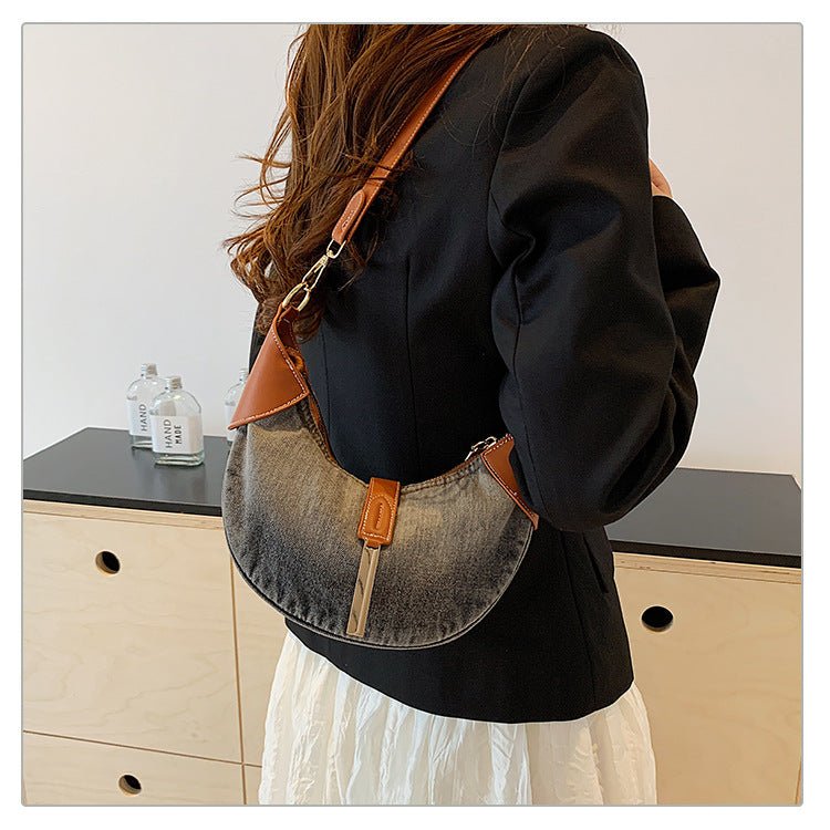 Sac bandoulière en denim rétro à contraste de couleur sélénodonte crossbody chic - IVOIRART.COM