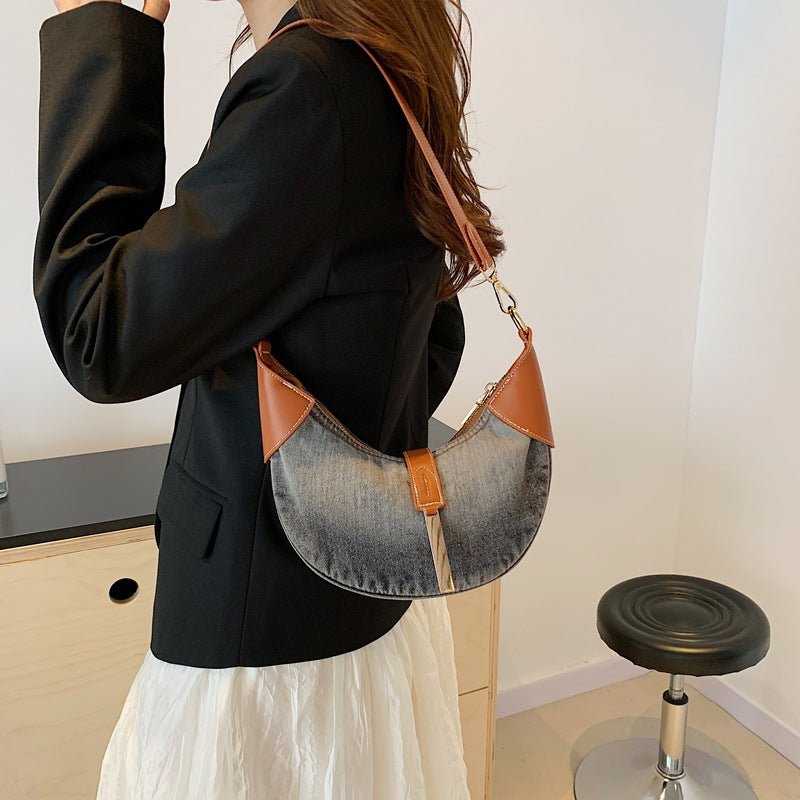 Sac bandoulière en denim rétro à contraste de couleur sélénodonte crossbody chic - IVOIRART.COM