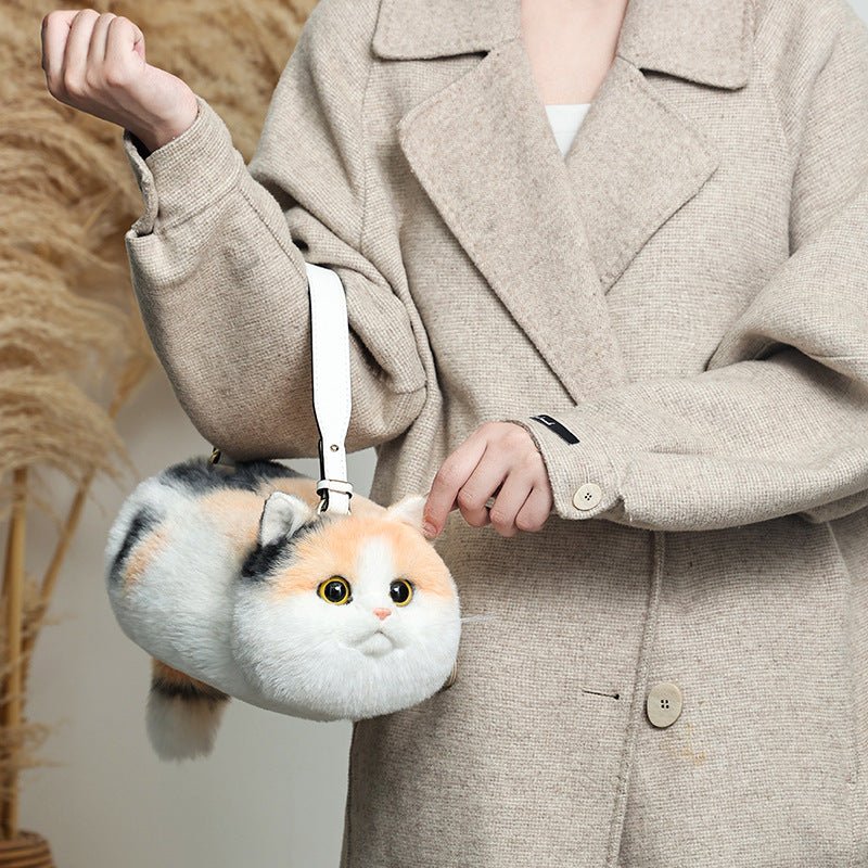 Sac bandoulière en peluche animalier à trois fleurs, poupée de simulation douce et tendance - IVOIRART.COM