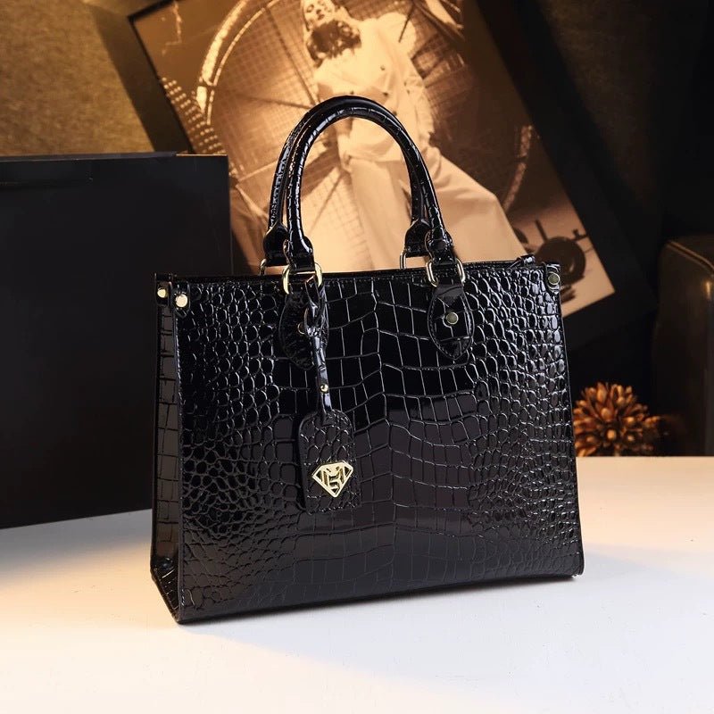 Sac bandoulière féminin tout-aller en cuir véritable avec motif crocodile à la mode - IVOIRART.COM