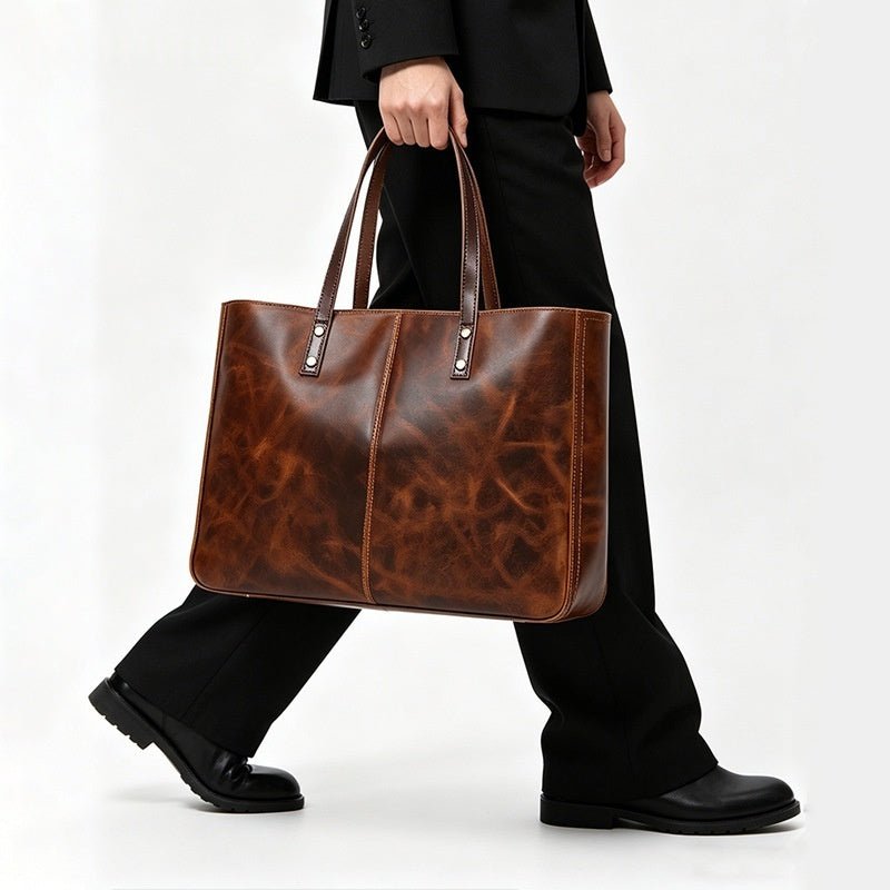 Sac bandoulière femme cuir pleine fleur grand volume, style rétro européen chic! - IVOIRART.COM