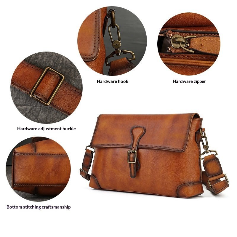 Sac bandoulière femme cuir tanné végétal ton caramel, cuir pleine fleur élégance - IVOIRART.COM