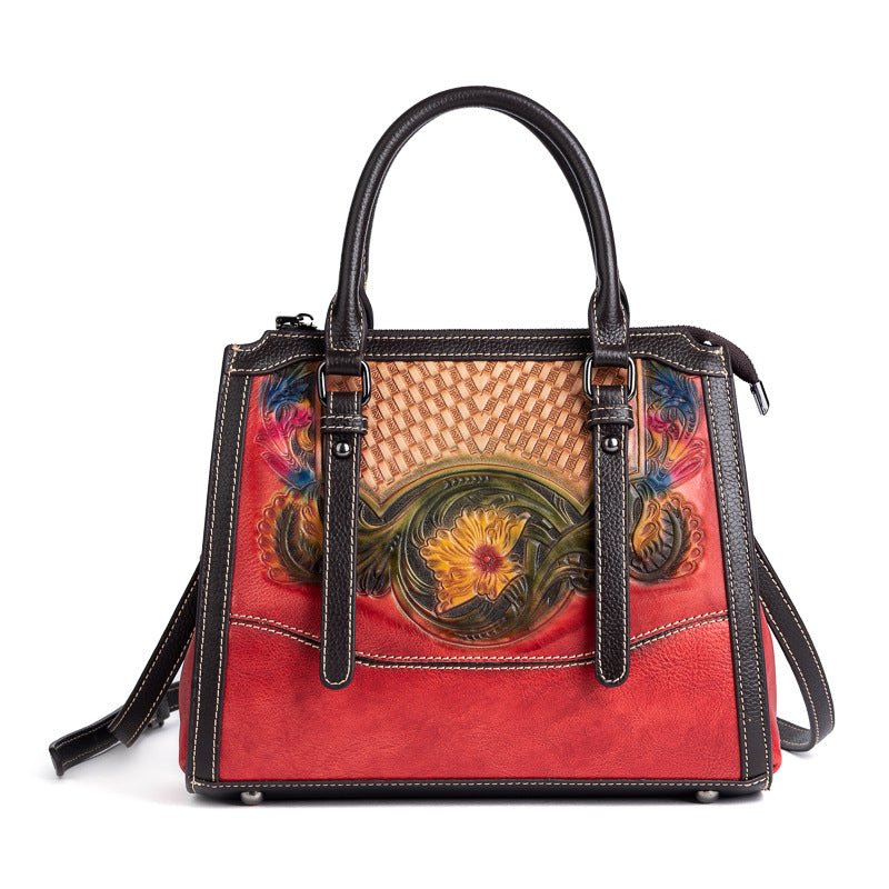 Sac bandoulière femme embossé à la mode avec une seule sangle élégante en cuir - IVOIRART.COM