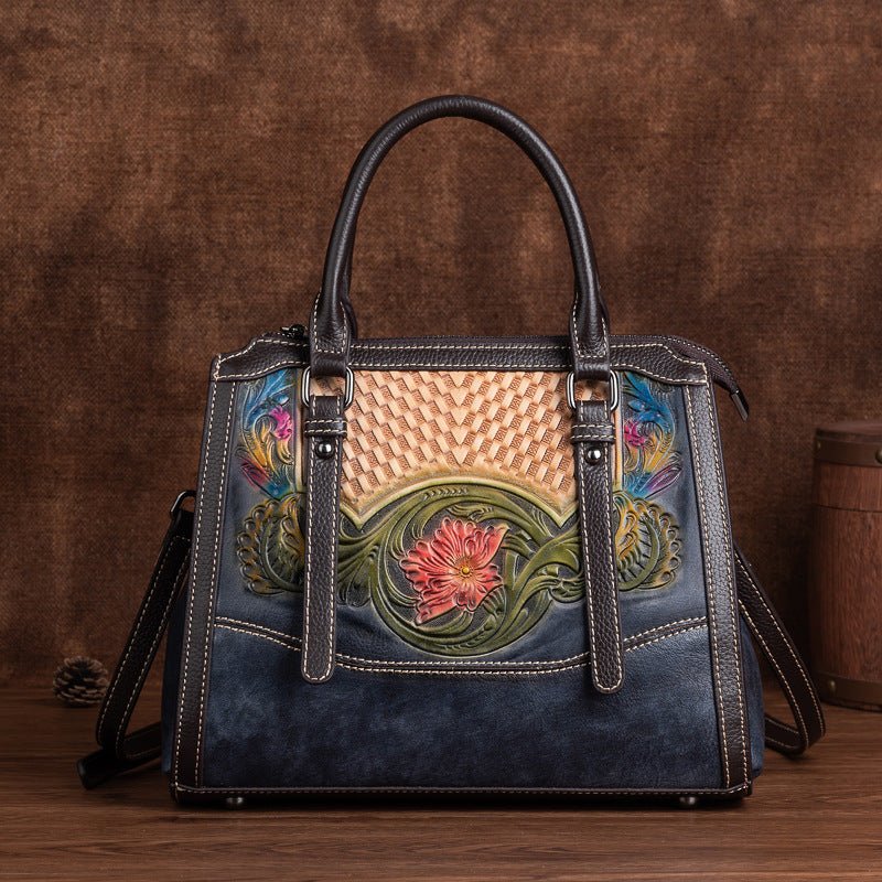 Sac bandoulière femme embossé à la mode avec une seule sangle élégante en cuir - IVOIRART.COM