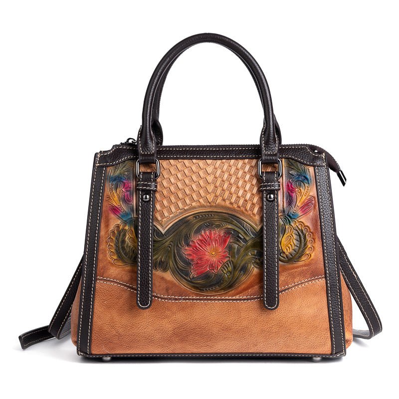 Sac bandoulière femme embossé à la mode avec une seule sangle élégante en cuir - IVOIRART.COM