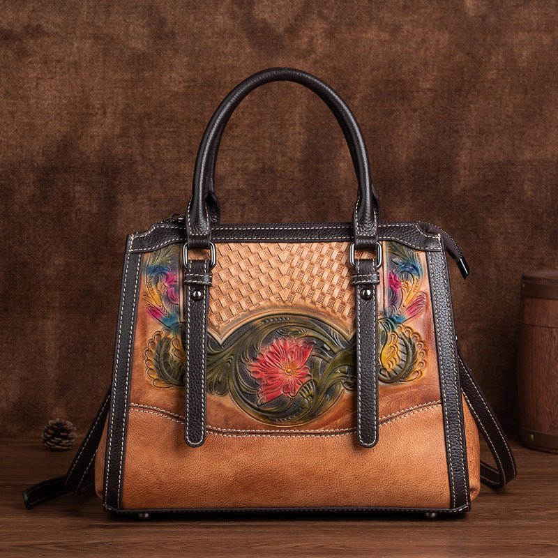Sac bandoulière femme embossé à la mode avec une seule sangle élégante en cuir - IVOIRART.COM