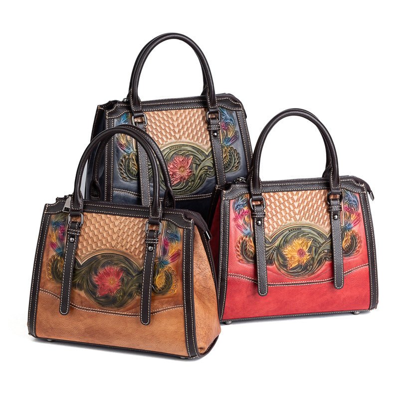Sac bandoulière femme embossé à la mode avec une seule sangle élégante en cuir - IVOIRART.COM