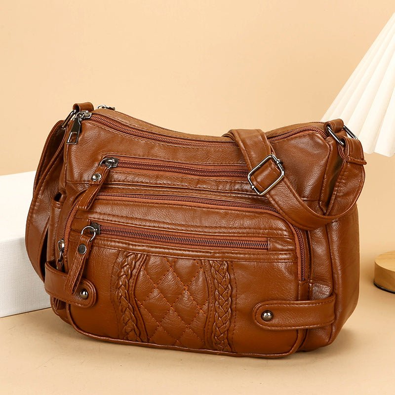 Sac bandoulière femme en cuir synthétique doux multi-poches | Urbain et pratique - IVOIRART.COM