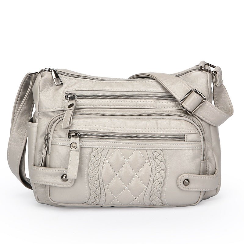 Sac bandoulière femme en cuir synthétique doux multi-poches | Urbain et pratique - IVOIRART.COM
