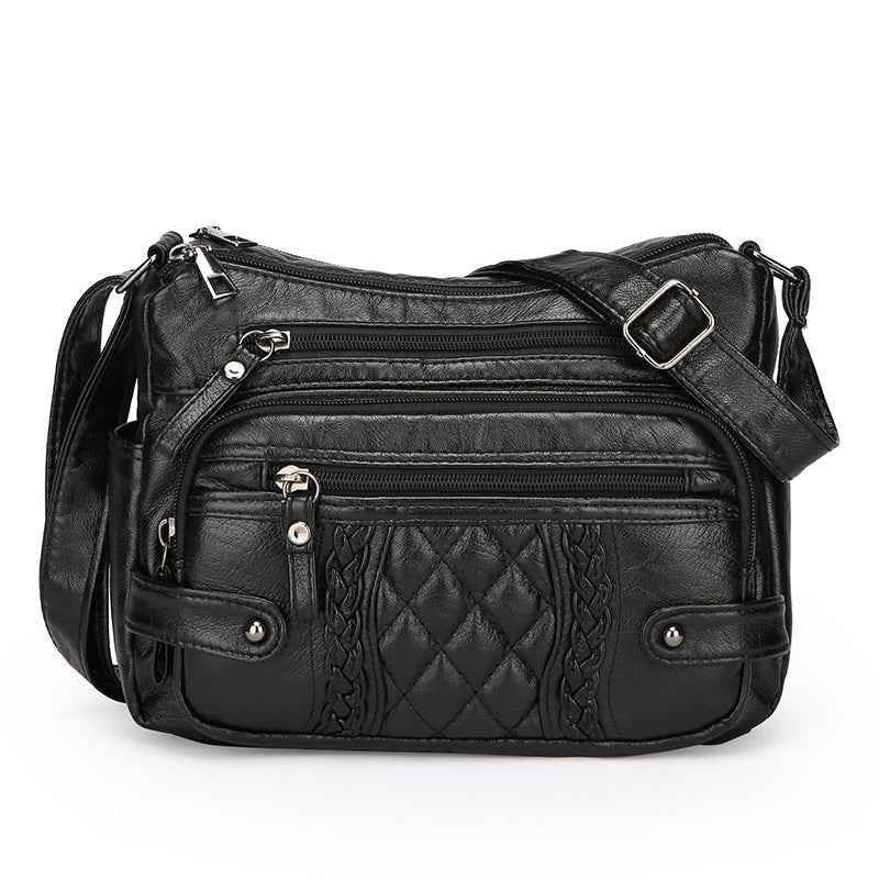 Sac bandoulière femme en cuir synthétique doux multi-poches | Urbain et pratique - IVOIRART.COM