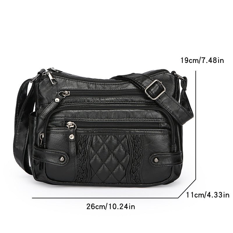 Sac bandoulière femme en cuir synthétique doux multi-poches | Urbain et pratique - IVOIRART.COM
