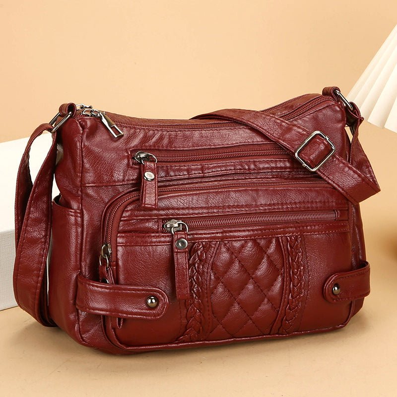 Sac bandoulière femme en cuir synthétique doux multi-poches | Urbain et pratique - IVOIRART.COM