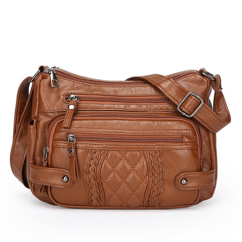 Sac bandoulière femme en cuir synthétique doux multi-poches | Urbain et pratique - IVOIRART.COM