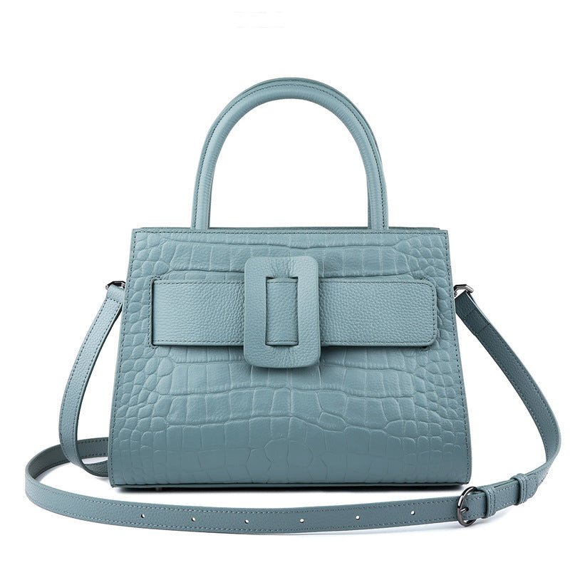 Sac bandoulière femme en cuir véritable portable, motif crocodile, double sangle - IVOIRART.COM
