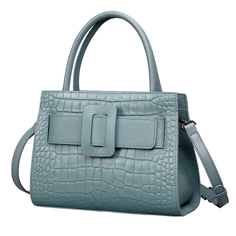 Sac bandoulière femme en cuir véritable portable, motif crocodile, double sangle - IVOIRART.COM