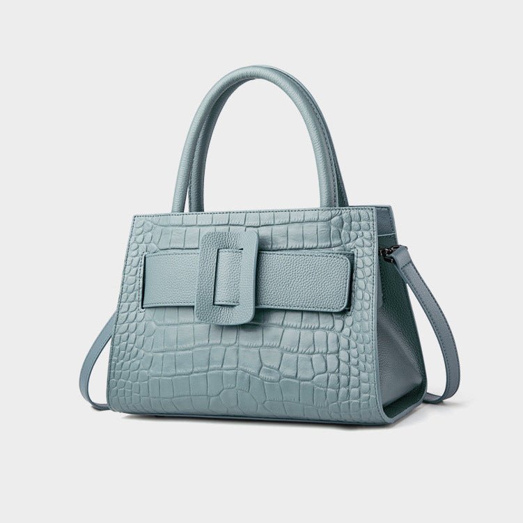 Sac bandoulière femme en cuir véritable portable, motif crocodile, double sangle - IVOIRART.COM