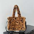 Sac bandoulière fourre-tout imprimé léopard grand volume en laine synthétique XL - IVOIRART.COM