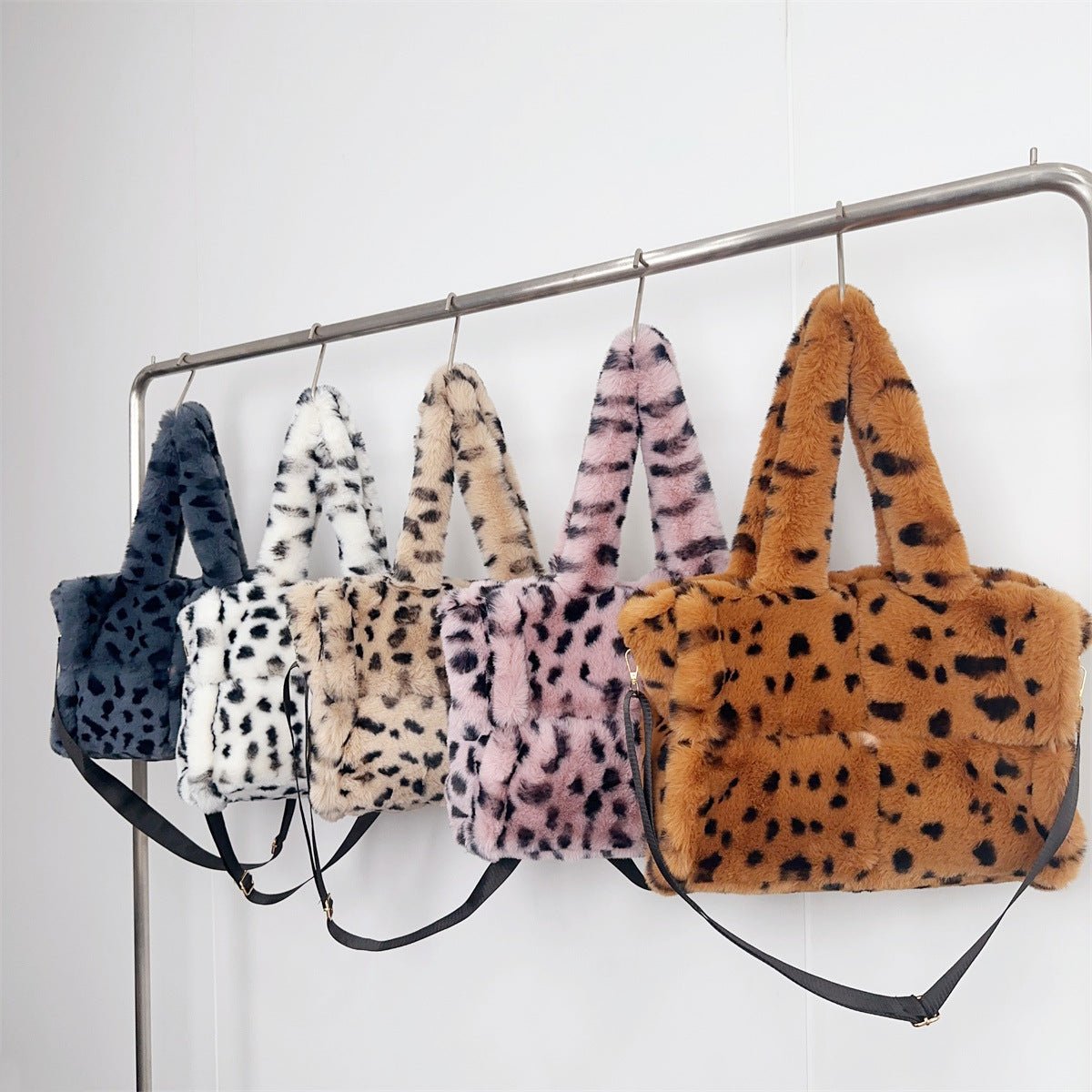 Sac bandoulière fourre-tout imprimé léopard grand volume en laine synthétique XL - IVOIRART.COM