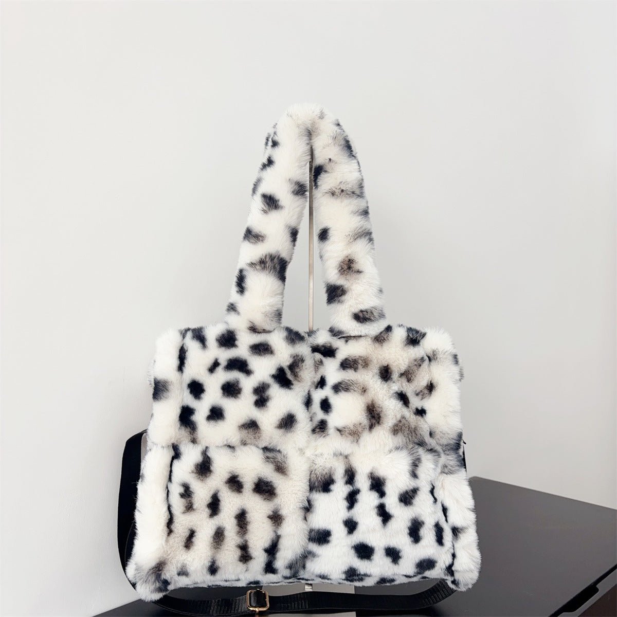 Sac bandoulière fourre-tout imprimé léopard grand volume en laine synthétique XL - IVOIRART.COM
