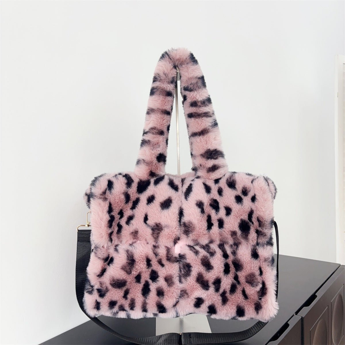 Sac bandoulière fourre-tout imprimé léopard grand volume en laine synthétique XL - IVOIRART.COM