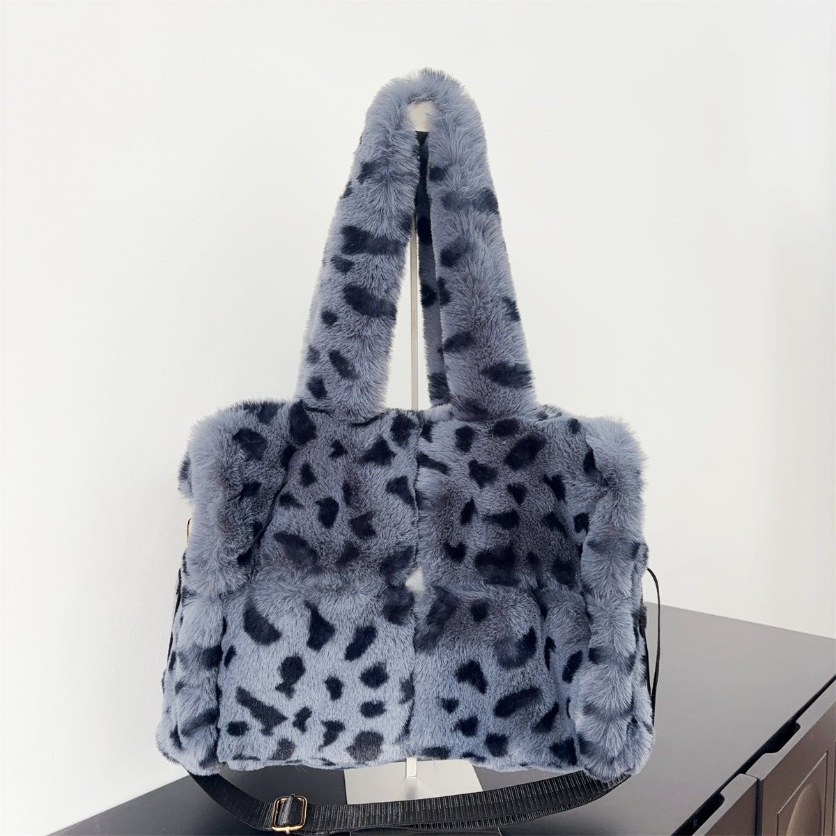 Sac bandoulière fourre-tout imprimé léopard grand volume en laine synthétique XL - IVOIRART.COM