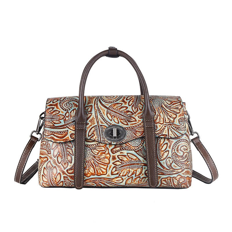 Sac bandoulière messager rétro à porter sur l’épaule - cuir véritable et design carré - IVOIRART.COM