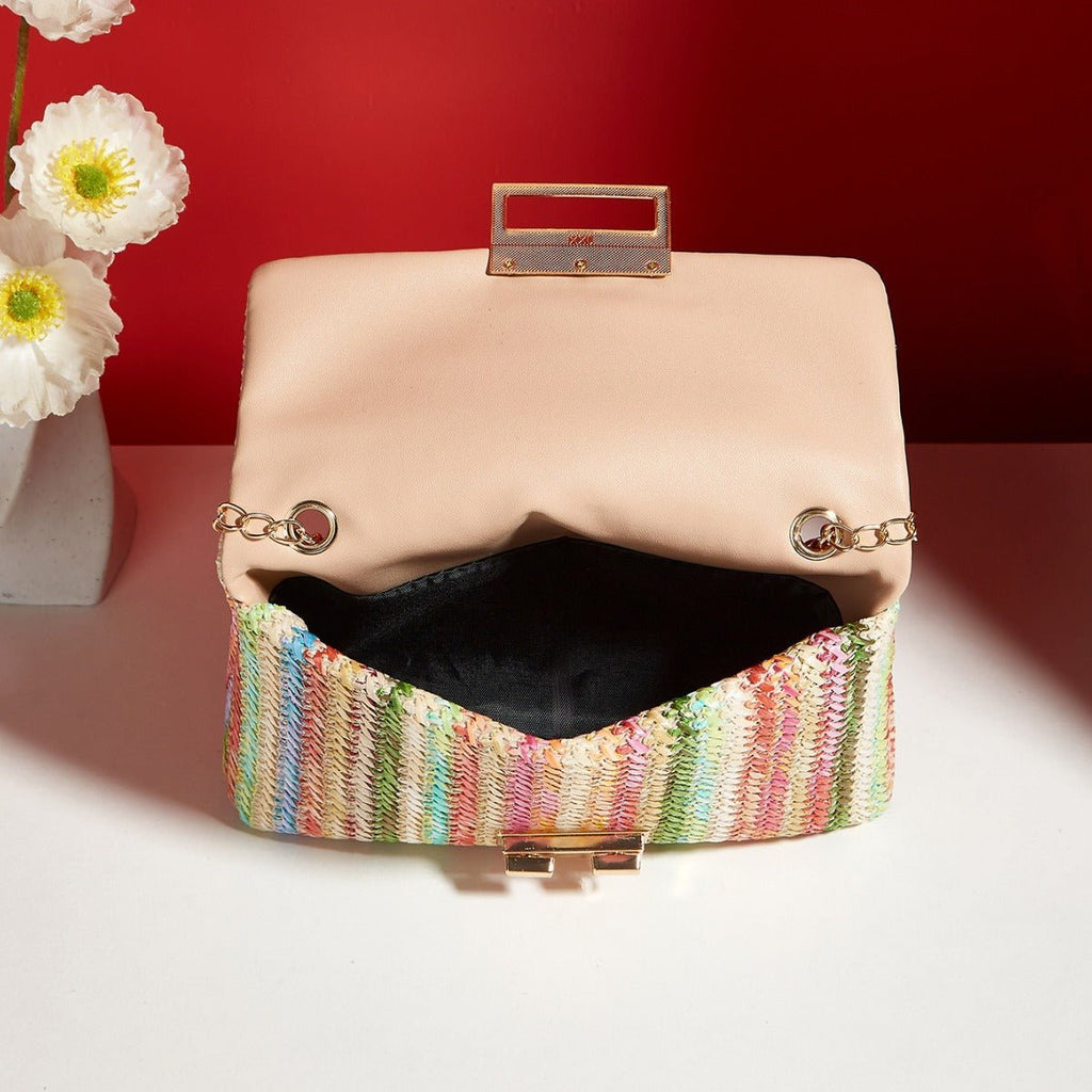 Sac bandoulière paille, fermeture loquet, petit sac carré simple et élégant chic - IVOIRART.COM