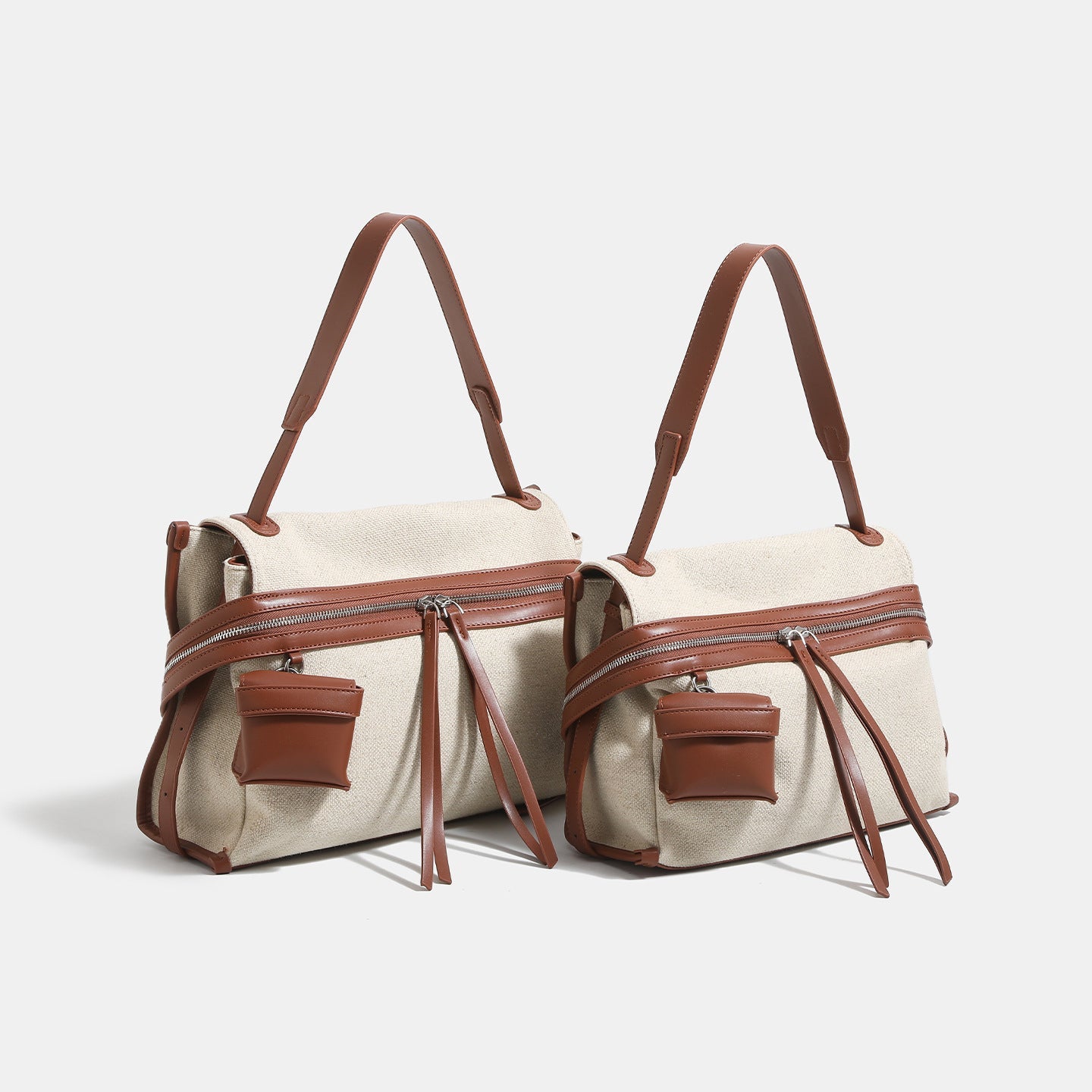 Sac bandoulière patchwork en coton-lin, style épaule simple et tendance urbain XL - IVOIRART.COM