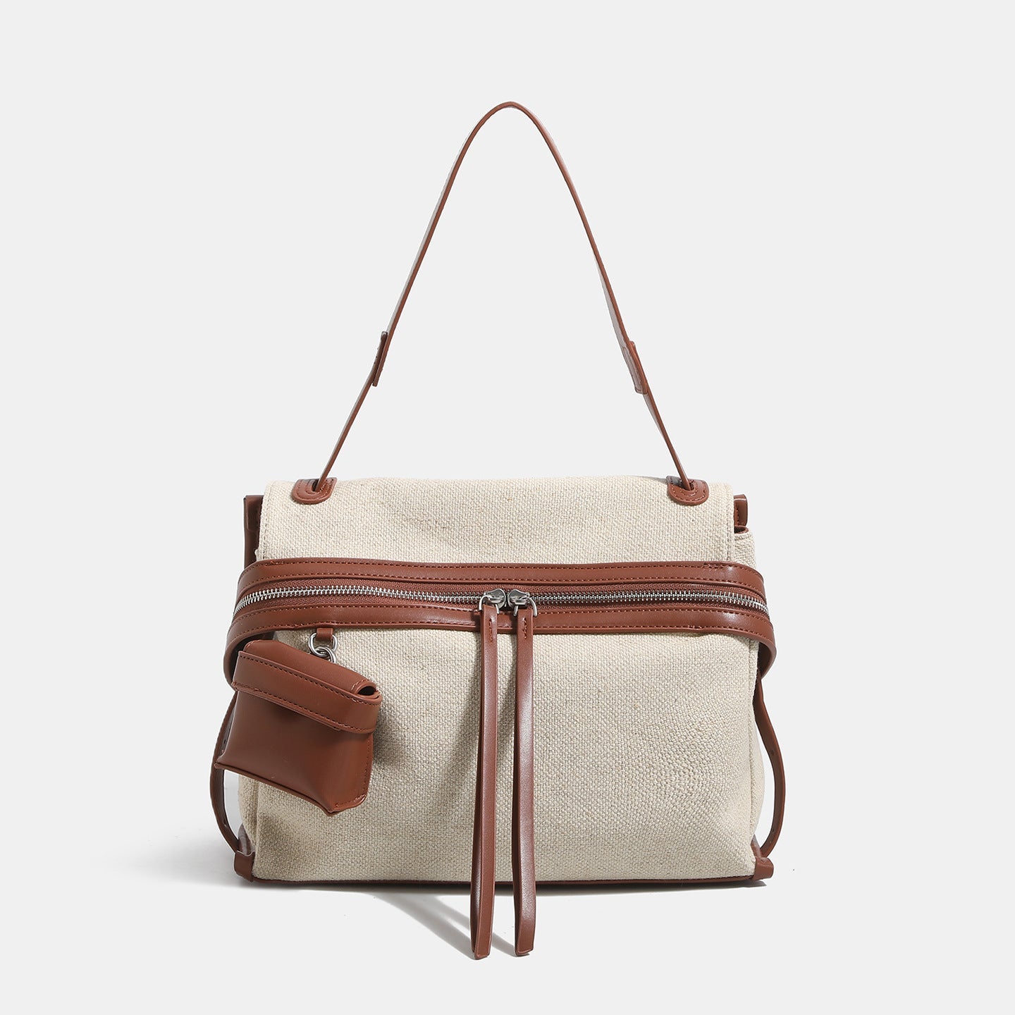 Sac bandoulière patchwork en coton-lin, style épaule simple et tendance urbain XL - IVOIRART.COM