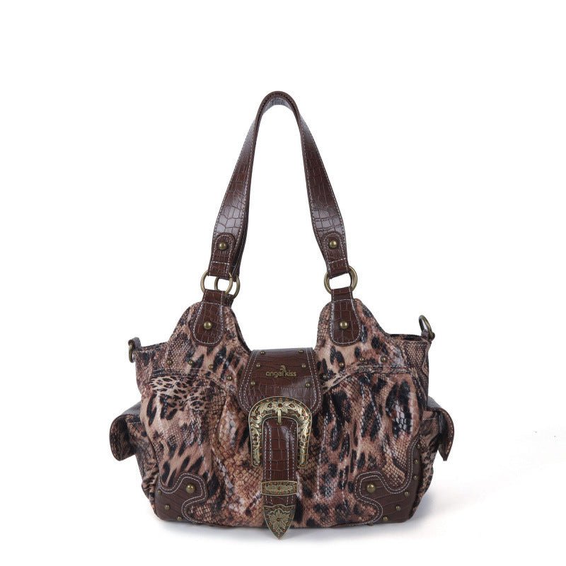 Sac bandoulière polyvalent et élégant au charme occidental chic, style léopard - IVOIRART.COM