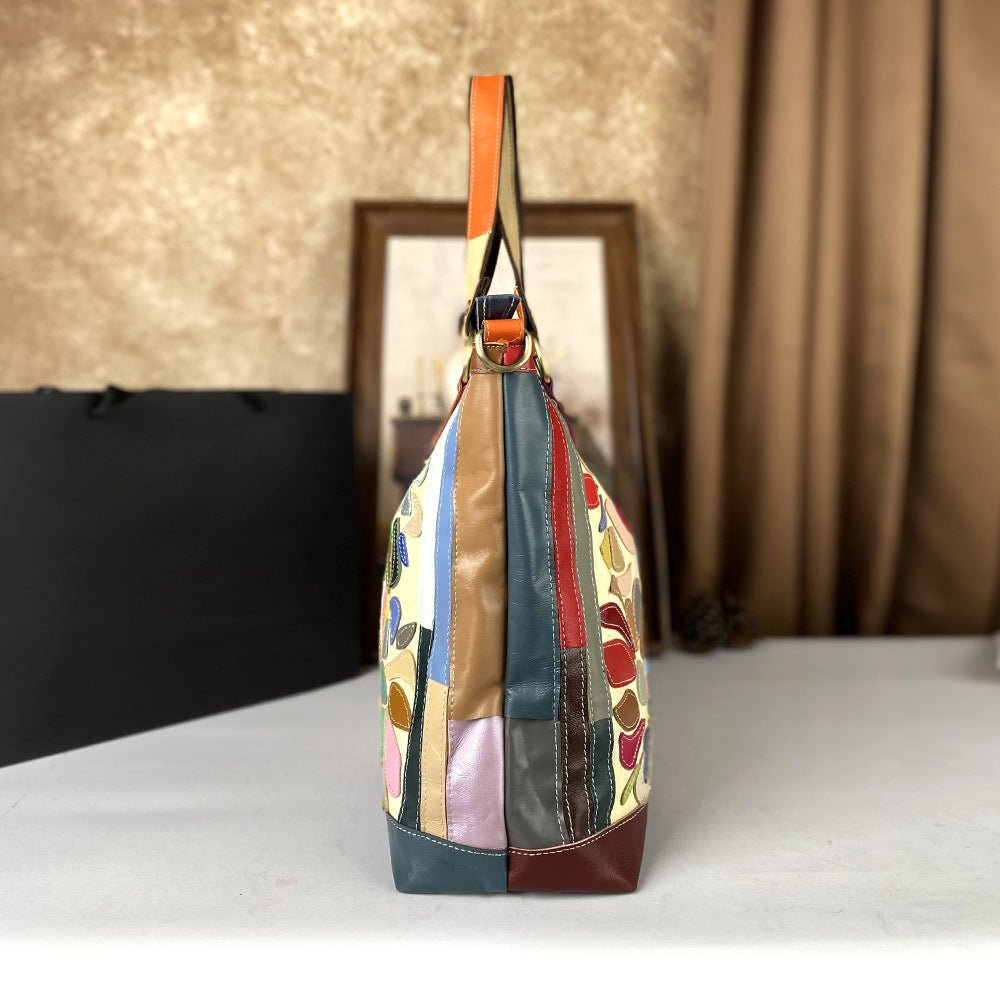 Sac bandoulière pour femme grande capacité en cuir véritable style nautique - IVOIRART.COM