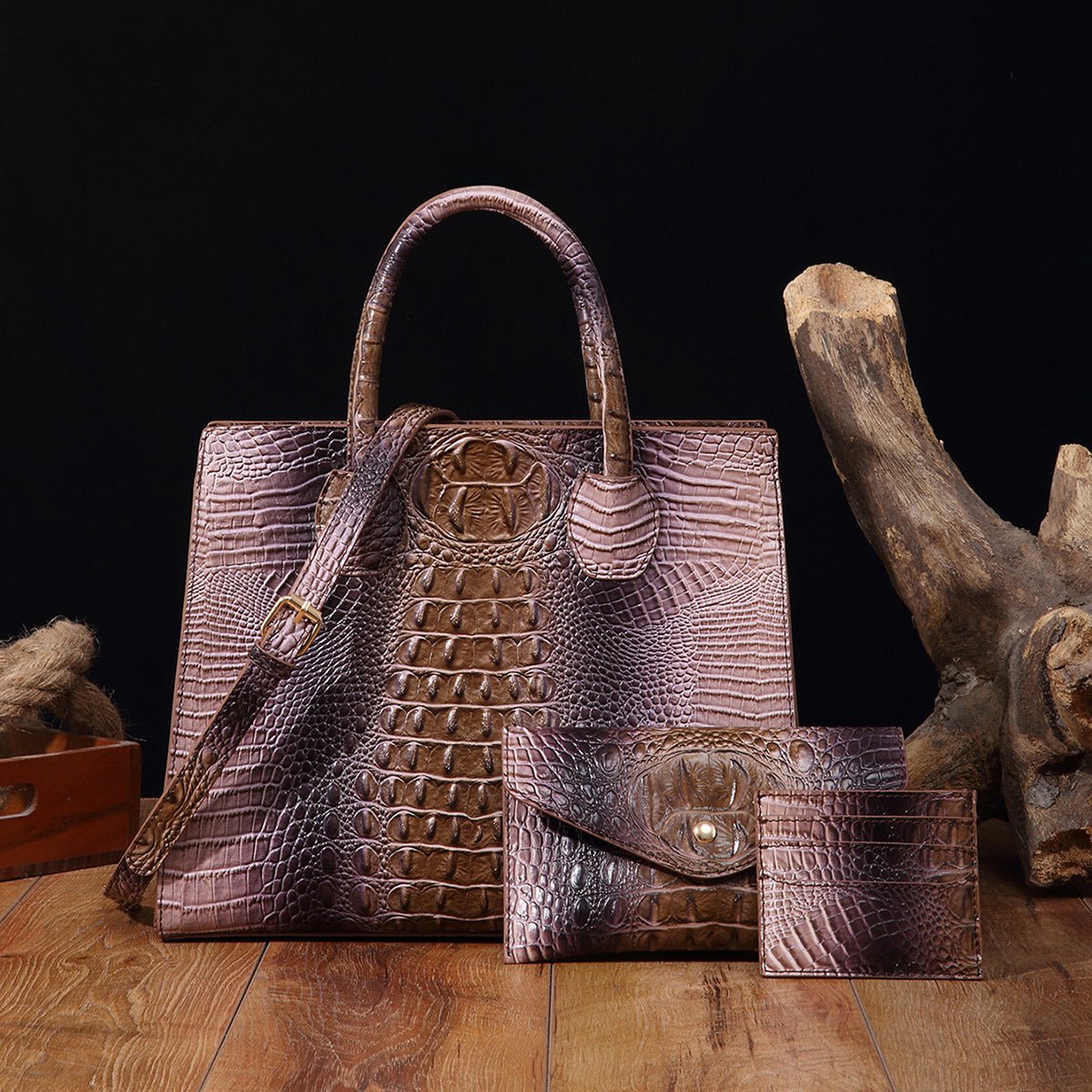 Sac bandoulière pour femmes avec design crocodile éclatant style Brummie - IVOIRART.COM
