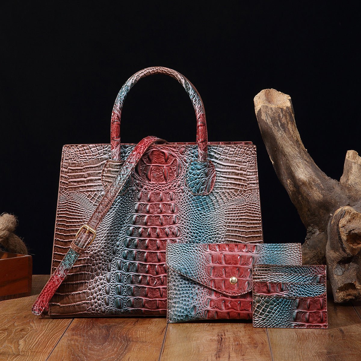 Sac bandoulière pour femmes avec design crocodile éclatant style Brummie - IVOIRART.COM