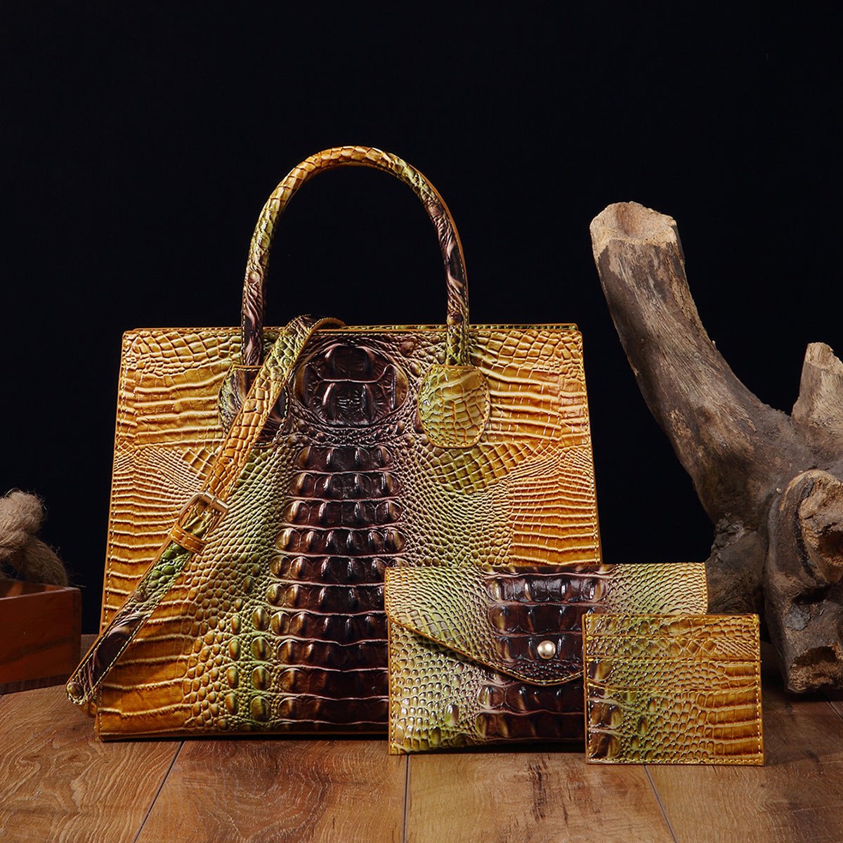 Sac bandoulière pour femmes avec design crocodile éclatant style Brummie - IVOIRART.COM