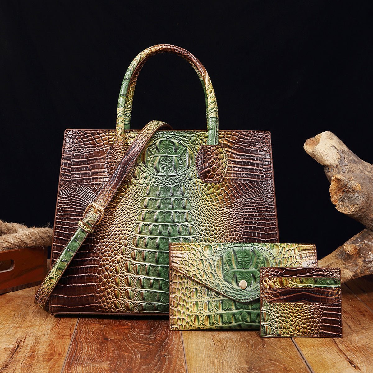 Sac bandoulière pour femmes avec design crocodile éclatant style Brummie - IVOIRART.COM