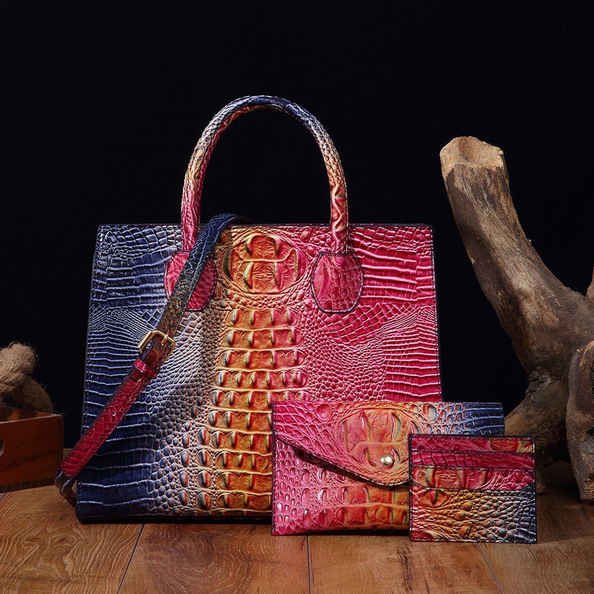 Sac bandoulière pour femmes avec design crocodile éclatant style Brummie - IVOIRART.COM