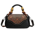 Sac bandoulière rétro carré horizontal en cuir embossé fait main, élégant et pratique - IVOIRART.COM