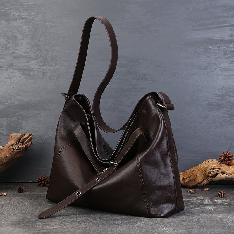 Sac Bandoulière Rétro Femme Grand Volume Élégant, Cuir Véritable Souple - IVOIRART.COM