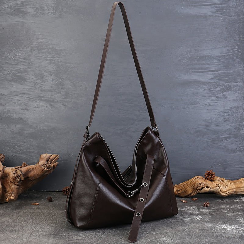 Sac Bandoulière Rétro Femme Grand Volume Élégant, Cuir Véritable Souple - IVOIRART.COM