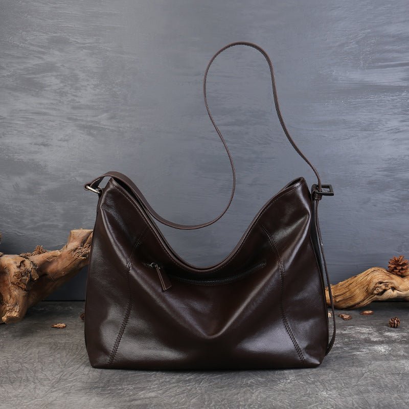 Sac Bandoulière Rétro Femme Grand Volume Élégant, Cuir Véritable Souple - IVOIRART.COM